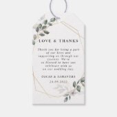 優しい緑の水の色の葉のフレーム&花 ギフトタグ (正面)