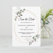 優しい緑の水の色の葉のフレーム&花 セーブザデート (スタンド正面)