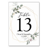 優しい緑の水の色の葉のフレーム&花 テーブルナンバー (裏面)