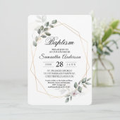 優しい緑の水の色の葉のフレーム&花 招待状 (スタンド正面)
