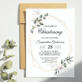 優しい緑の水の色の葉のフレーム&花 招待状