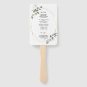 優しい緑の水彩の葉のフレームと花 ハンドファン (裏面)