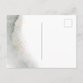 優しい緑の水彩の葉 | ゴールドダスト インビテーションポストカード (裏面)