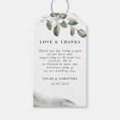 優しい緑の水彩の葉 | ゴールドダスト ギフトタグ (正面)