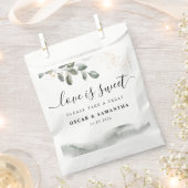 優しい緑の水彩の葉 | ゴールドダスト フェイバーバッグ (クリップ留めされた状態)