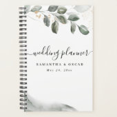 優しい緑の水彩の葉 | ゴールドダスト プランナー手帳 (正面)