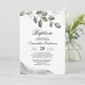 優しい緑の水彩の葉 | ゴールドダスト | 招待状 (スタンド正面)