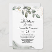 優しい緑の水彩の葉 | ゴールドダスト | 招待状 (正面)