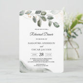 優しい緑の水彩の葉 | ゴールドダスト | 招待状 (スタンド正面)