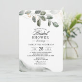 優しい緑の水彩の葉 | ゴールドダスト 招待状 (スタンド正面)