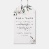 優しい緑の水彩葉と花 |金ゴールド ギフトタグ (正面)