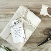 優しい緑の水彩葉と花 |金ゴールド ギフトタグ