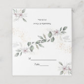 優しい緑の水彩葉と花 |金ゴールド プレイスカード (外部開封)