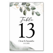 優しい緑の水彩葉 |金ゴールドダスト テーブルナンバー (裏面)