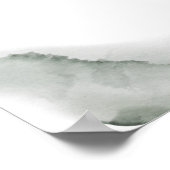 優しい緑の水彩葉 |金ゴールドダスト | ポスター (角)