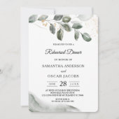 優しい緑の水彩葉 |金ゴールドダスト | 招待状 (正面)