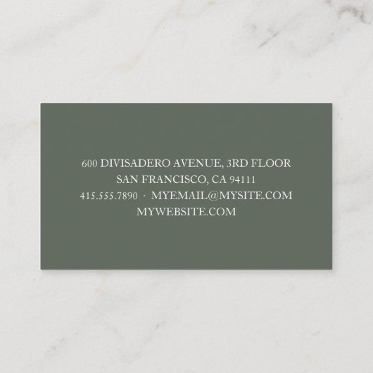 優しい緑の水彩葉 |金ゴールドフレーム 名刺 (裏面)