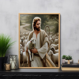 優しい群れを持つ思いやりのある羊飼い ポスター