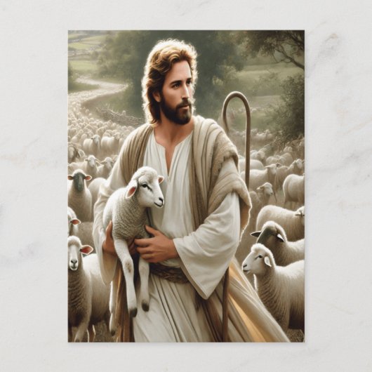 優しい群れを持つ思いやりのある羊飼い ポストカード (正面)