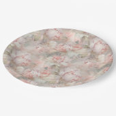 優しい背景に咲く豊かな牡丹 ペーパープレート (アングル)