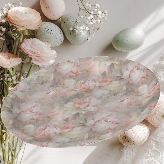 優しい背景に咲く豊かな牡丹 ペーパープレート