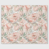 優しい背景の緑豊かな牡丹ラッピング紙 ラッピングペーパー (フラット)