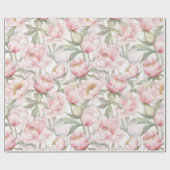優しい背景の緑豊かな牡丹ラッピング紙 ラッピングペーパー (フラット)