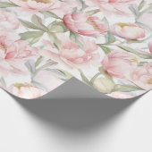 優しい背景の緑豊かな牡丹ラッピング紙 ラッピングペーパー (角)