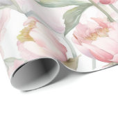 優しい背景の緑豊かな牡丹ラッピング紙 ラッピングペーパー (ロールコーナー)