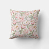 優しい背景の緑豊かな牡丹 クッション (裏面)