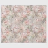優しい背景の緑豊かな牡丹 ラッピングペーパー (フラット)