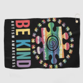 優しい自閉症意識のカラフルデザイン ゴルフタオル (横)