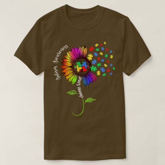 優しい自閉症意識ひまわりママ女性を選択 Tシャツ (デザイン正面)