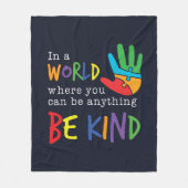 優しい自閉症意識パズル手 フリースブランケット (正面)