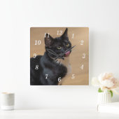 優しい舐め スクエア壁時計 (ホーム)