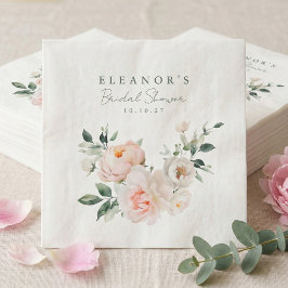 優しい色合いの芍薬 フローラル ウォーターカラー ピンクの結婚式前のお祝い スタンダードカクテルナプキン