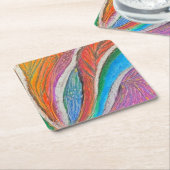 優しい花の咲くコースター - 繊細な花柄パターン スクエアペーパーコースター (アングル)