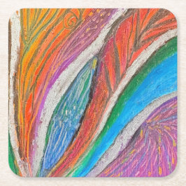 優しい花の咲くコースター - 繊細な花柄パターン スクエアペーパーコースター