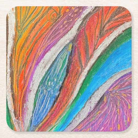 優しい花の咲くコースター - 繊細な花柄パターン スクエアペーパーコースター (正面)