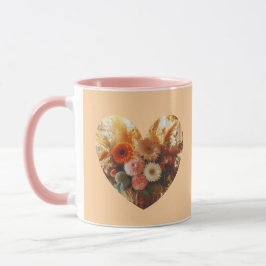 優しい花の咲くハートのコーヒーマグ マグカップ