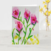 優しい花の開花 – ソフトな水彩花のグリーティング カード (黄色い花)