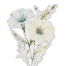 優しい花びら:ソフトブルーとクリーム色の花
