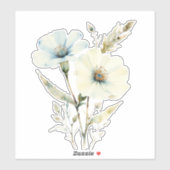 優しい花びら:ソフトブルーとクリーム色の花 シール (シート)