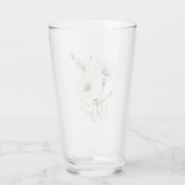 優しい花びら：ソフトブルーとクリーム色の花 タンブラーグラス (裏面)