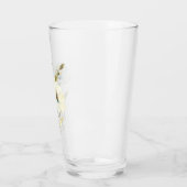優しい花びら：ソフトブルーとクリーム色の花 タンブラーグラス (左)