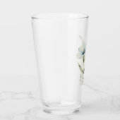 優しい花びら：ソフトブルーとクリーム色の花 タンブラーグラス (右)