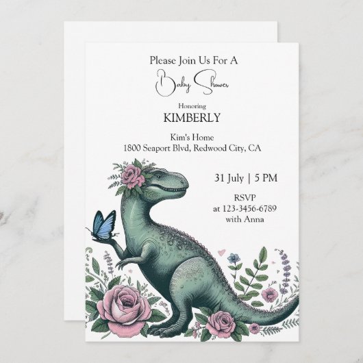 優しい花咲くT-Rex 招待状 (正面/裏面)