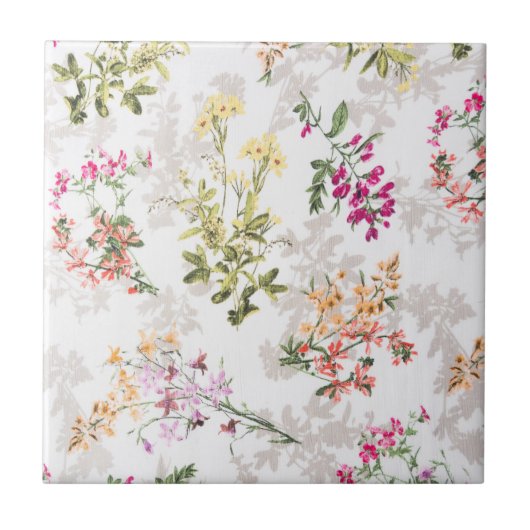 優しい花柄 タイル (正面)