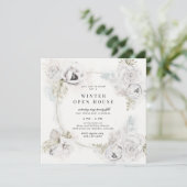 優しい花模様のウィンターオープンハウス スクエア 招待状 (スタンド正面)