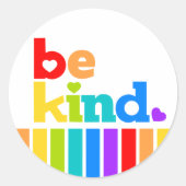 優しい虹のスローガン文字とハートグラフィック ラウンドシール (正面)